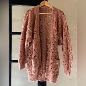 Vintage Mauve Knit Boho Cardigan Sweater